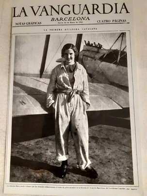 Foto de Mari Pepa Colomer en la portada de La Vanguardia (foto cedida por la familia)